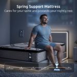 Man sitting on firm spring support mattress