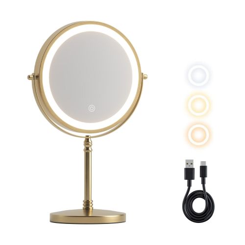 Gold LED vanity mirror with touch control