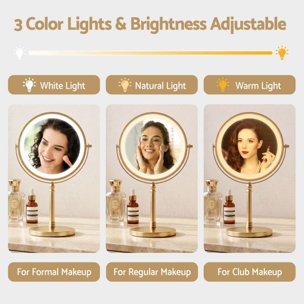 Vanity mirror with adjustable three-colour LED lighting