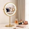 Gold LED vanity mirror on makeup table