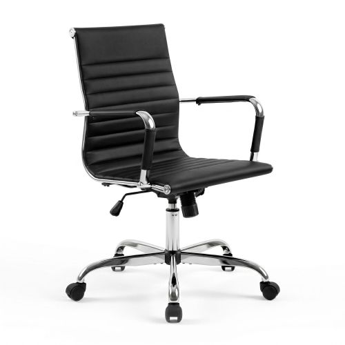 ochair h 8147 bk 00.jpg Black leather office chair with chrome base