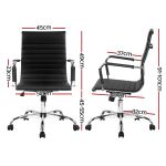 artiss office chair conference chairs pu leather mid back black Black office chair with labelled dimensions