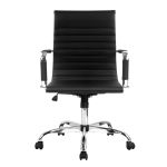 artiss office chair conference chairs pu leather mid back black Black leather office chair with chrome base