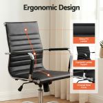 artiss office chair conference chairs pu leather mid back black Ergonomic black office chair with lumbar support