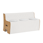 Modern ribbed white bench with timber sides