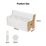 Modern bamboo bench with dimensions labelled