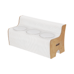 Modern ribbed white bench with wooden sides
