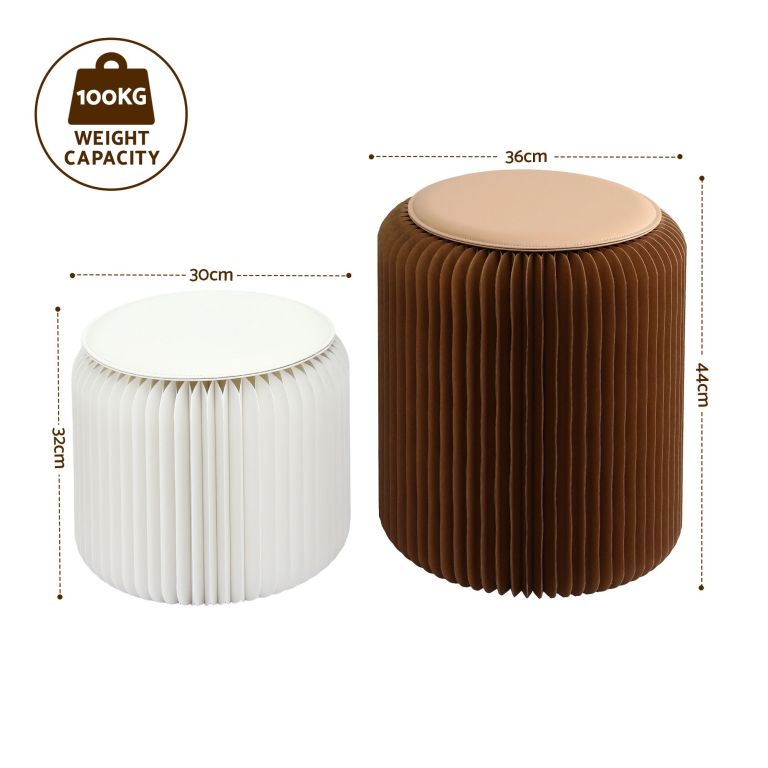 Foldable cylindrical stools with dimensions and weight capacity