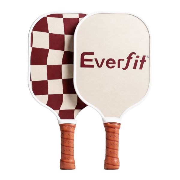 Two Everfit beach tennis paddles with checkered design