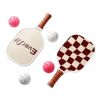 Pickleball paddles and perforated balls on light background