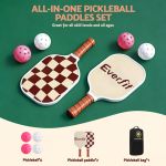 everfit pickleball paddle set fibreglass racquet honeycomb core with bag brown All-in-one pickleball paddles set with balls and bag