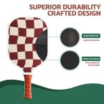 everfit pickleball paddle set fibreglass racquet honeycomb core with bag brown Checkered pickleball paddle with honeycomb core detail