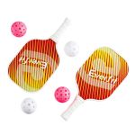 everfit pickleball paddle set fibreglass racquet honeycomb core with bag orange Two pickleball paddles with balls on white background