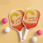 everfit pickleball paddle set fibreglass racquet honeycomb core with bag orange Two Everfit pickleball paddles with balls
