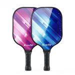 pb b paddle pbx2 00.jpg Two Everfit pickleball paddles in pink and blue