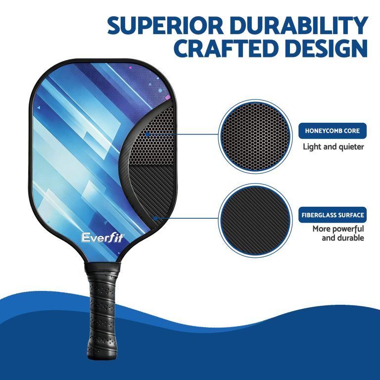 everfit pickleball paddle set fibreglass racquet honeycomb core with bag Everfit pickleball paddle with honeycomb core design