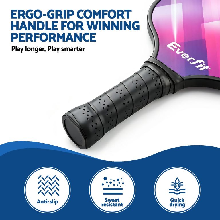 everfit pickleball paddle set fibreglass racquet honeycomb core with bag Ergonomic anti-slip racquet handle grip