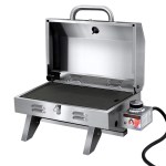 grillz portable gas bbq grill with double sided plate Portable stainless steel gas barbecue grill with open lid
