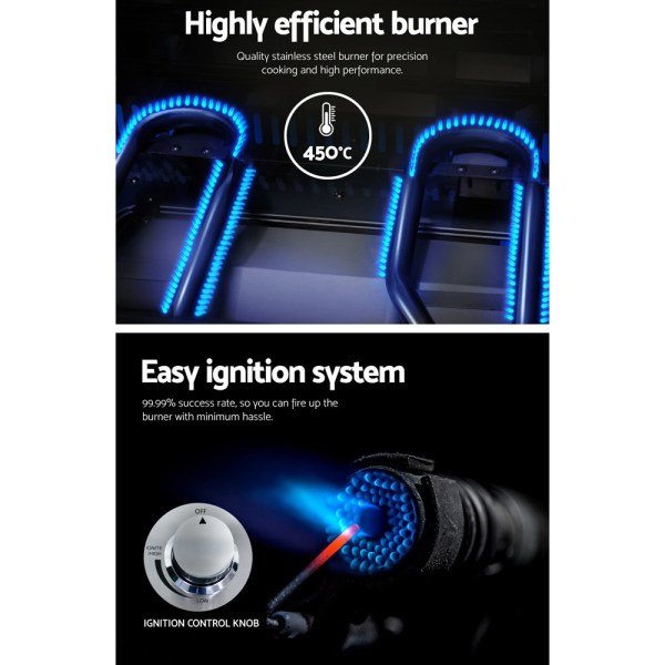grillz portable gas bbq grill 2 burners High efficiency gas burner with blue flames