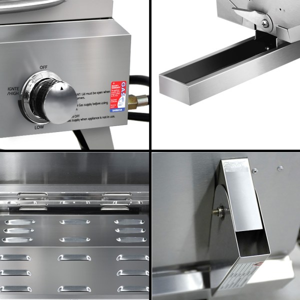 grillz portable gas bbq grill 2 burners Stainless steel gas barbecue detail close-ups