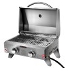 grillz portable gas bbq grill 2 burners Stainless steel gas barbecue grill with open lid