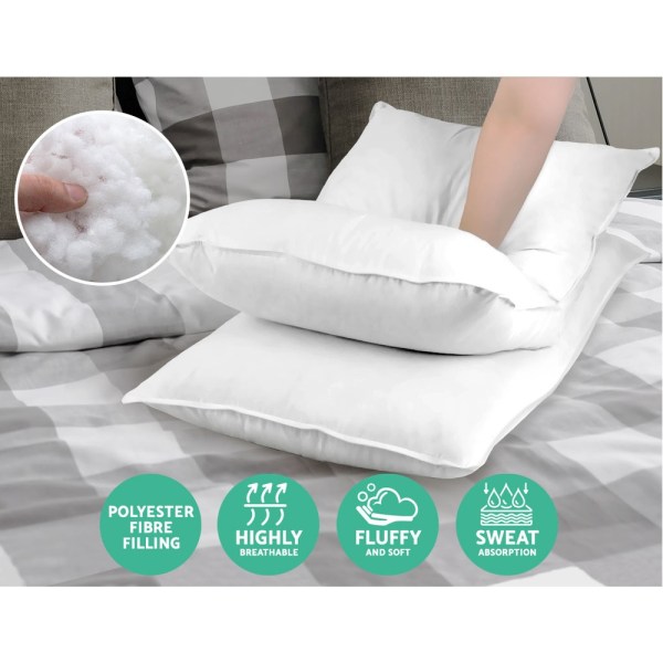 White pillows with polyester fibre filling