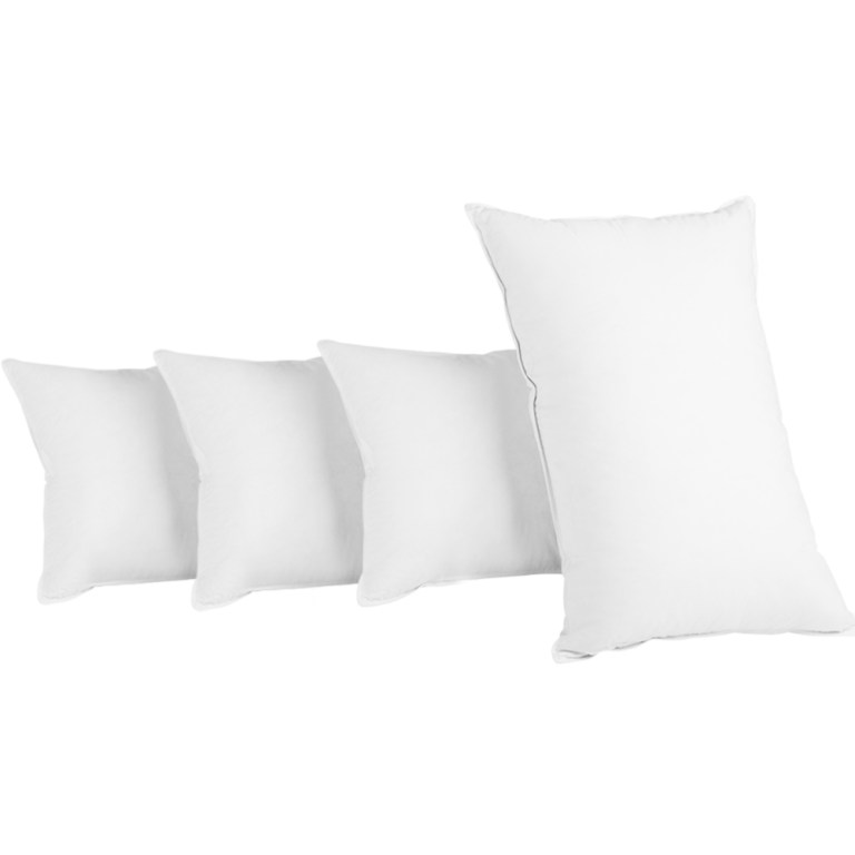 giselle bedding 4 pack bed pillow family hotel 50x90cm Four white pillows on a plain background