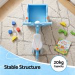 Blue kids tricycle with stable triangular frame design