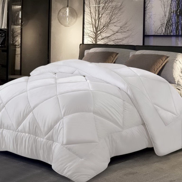 giselle bedding 800gsm microfibre bamboo quilt queen White quilted doona on modern bedroom bed