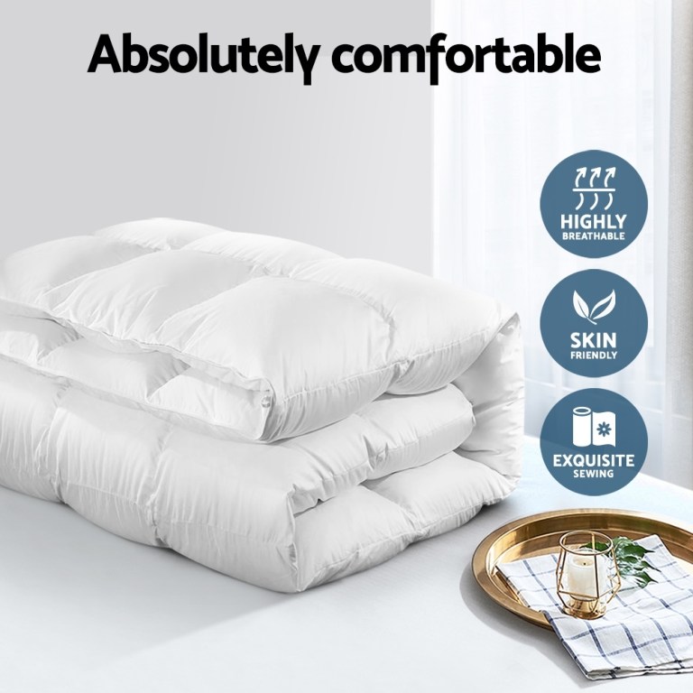 giselle bedding 700gsm duck down feather quilt super king Stacked white quilt promoting comfort and breathability