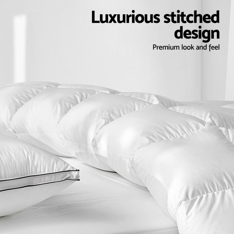giselle bedding 700gsm duck down feather quilt super king White pillows with luxurious stitched design