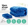 giselle bedding faux mink quilt blue super king Blue double-sided faux mink blanket set