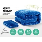 Blue double-sided faux mink blanket set
