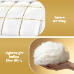 Quilt with square stitching and hollow fibre filling