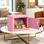 ul tech 6.5l small safe box with key lock for cash mini home security safe pink Pink home safe with cash and jewellery inside
