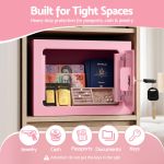 ul tech 6.5l small safe box with key lock for cash mini home security safe pink Pink compact safe with passport, cash and jewellery