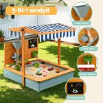 5-in-1 kids sandpit with canopy and accessories