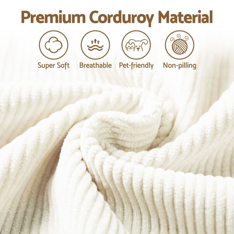Premium corduroy fabric with feature icons