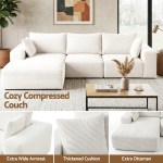 White ribbed sectional sofa in modern living room