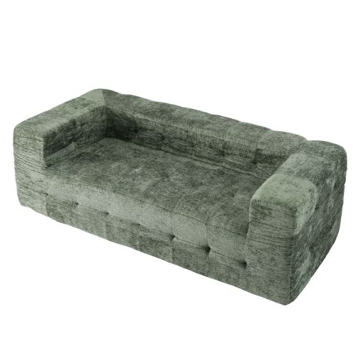 sbed k cnie 2s gn 00.jpg Green tufted fabric sofa on white background