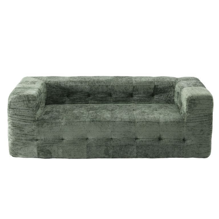 artiss comfort boneless sofa for living room green luxury chenille Green tufted fabric sofa with wide arms