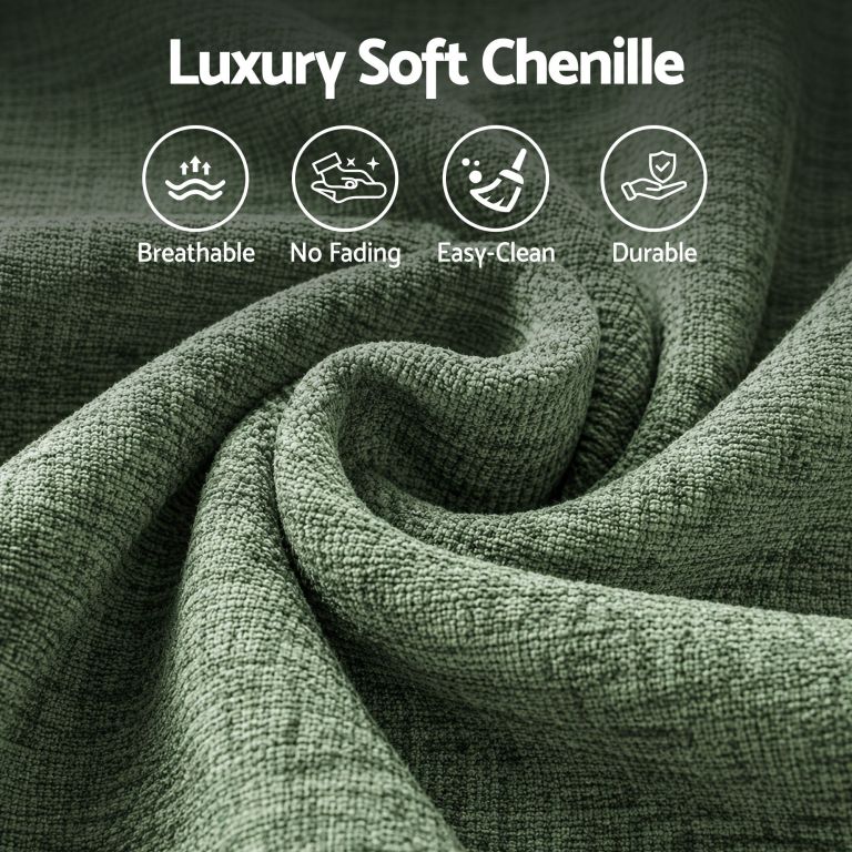 artiss comfort boneless sofa for living room green luxury chenille Green luxury soft chenille fabric with feature icons