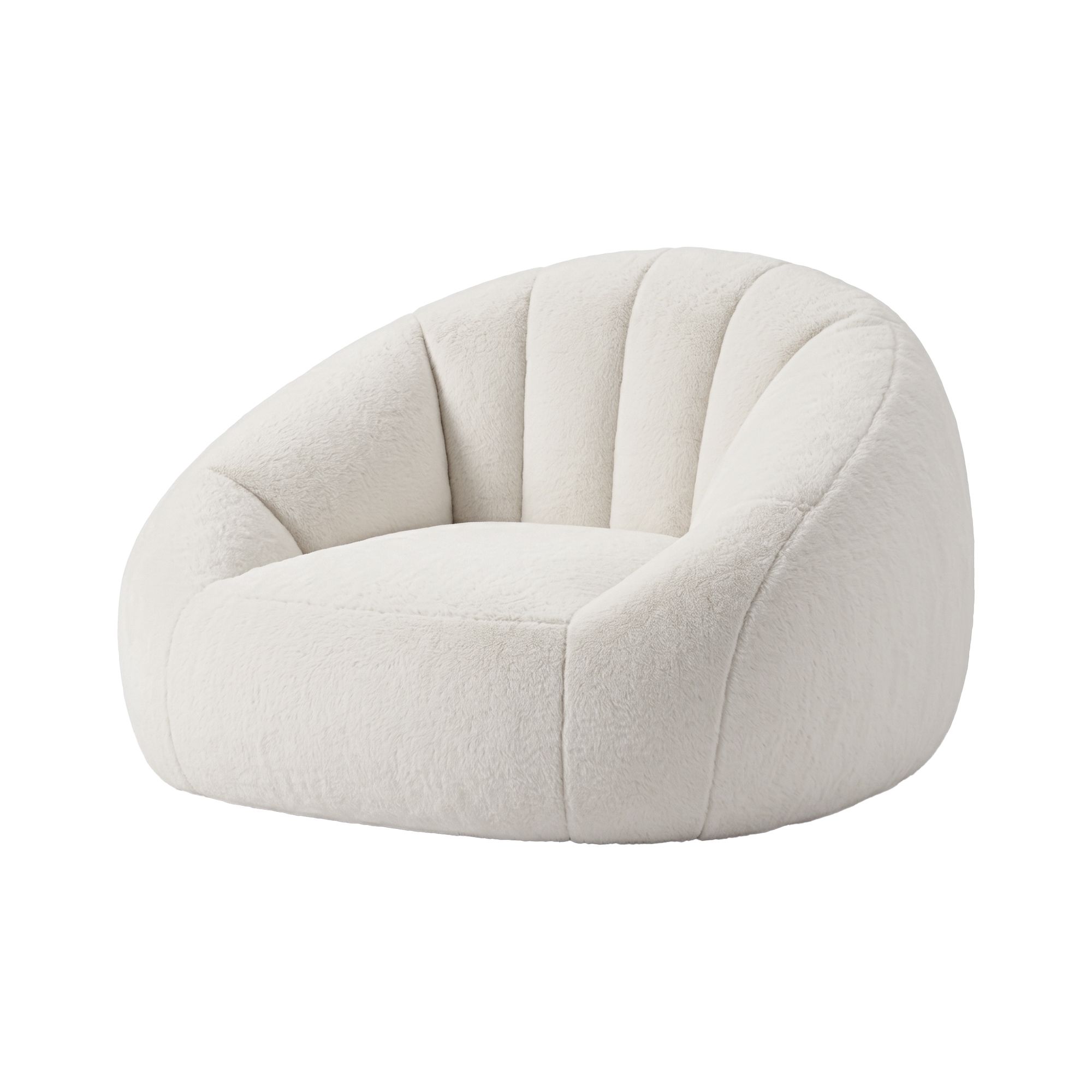 Cream plush accent chair with curved back