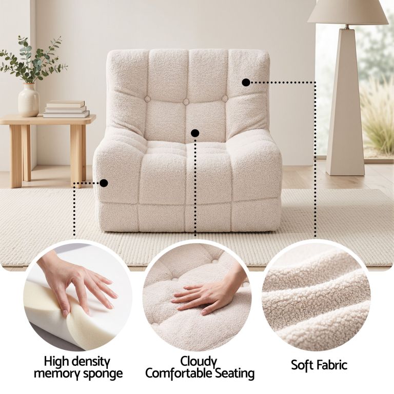 Plush cream accent chair with memory foam cushioning