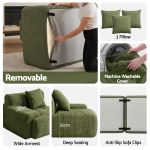 Green corduroy modular sofa with removable cover