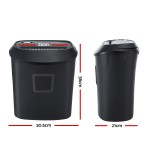 Black paper shredder with labelled dimensions