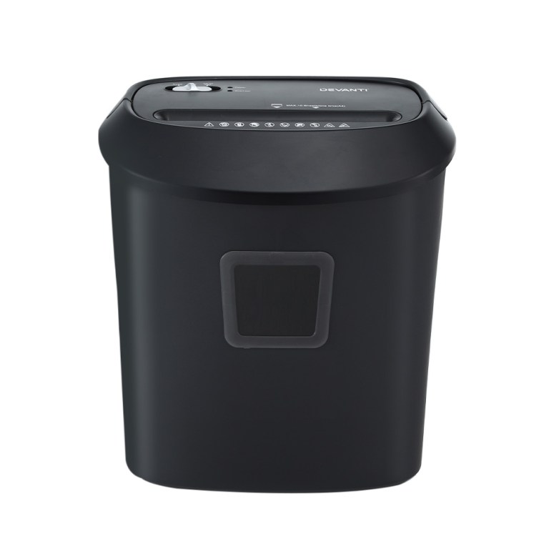 Black Devanti paper shredder with top controls