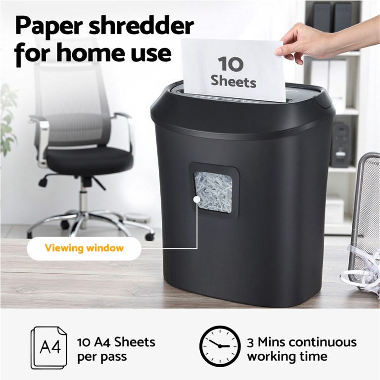 Black home paper shredder with viewing window