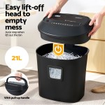 Black 21L paper shredder with lift-off head