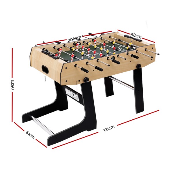 4ft soccer table foosball football game home family party gift playroom foldable Foosball table with dimensions labelled